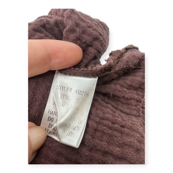 Grade & Gather S Muslin Textured Gauzy Top Balloon Long Sleeve Cropped Blouse - Picture 6 of 6